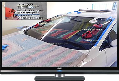 Able Auto Glass replaced this 2016 Volkswagen Golf front windshield here at our location.  
The brand of glass is PGW, which was made in Mexico by Vitro.  The DOT on the Glass is DOT 46.  The windshield image was frame onto a JVC TV screen.